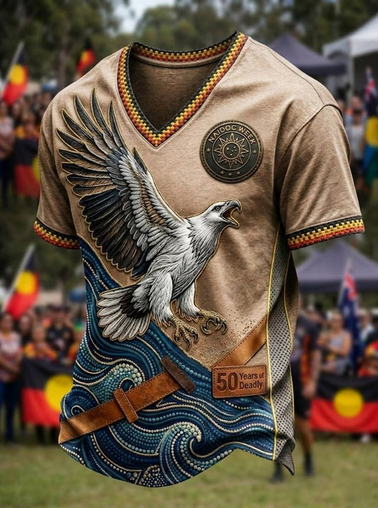 Men's Australia Naidoc Week V-Neck Short-Sleeve T-Shirt