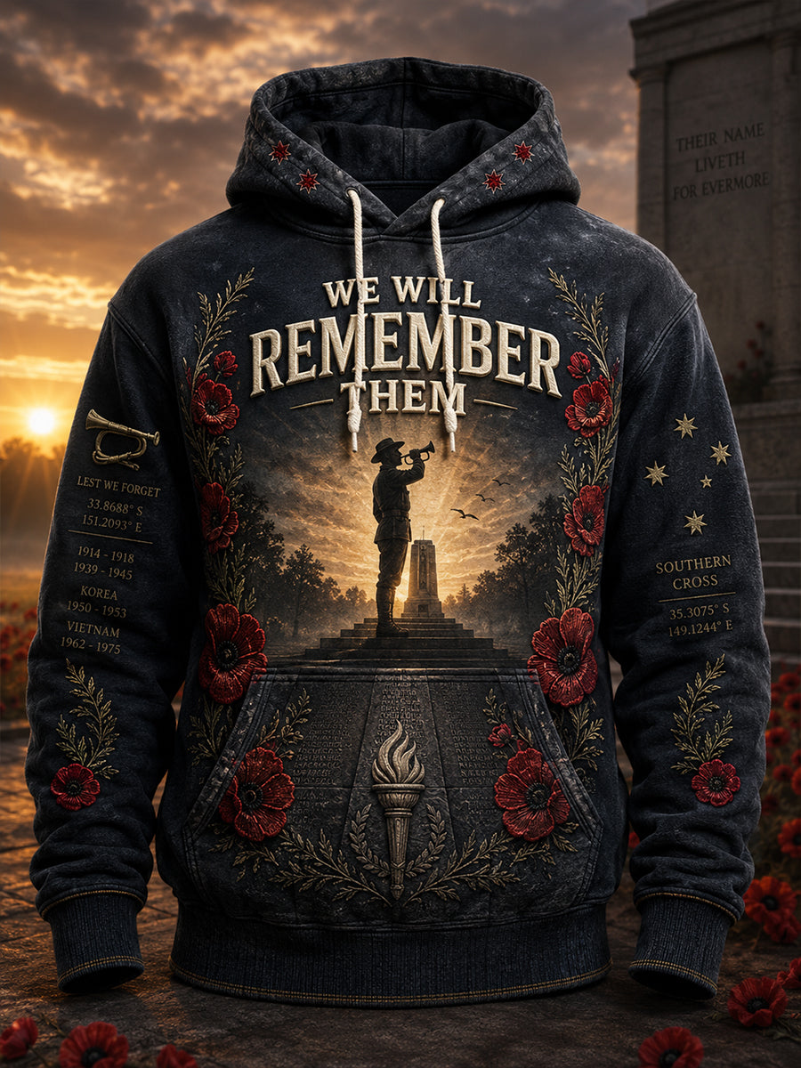 Men's Australian Veterans Oversized Drop-Shoulder Hoodie With Pockets