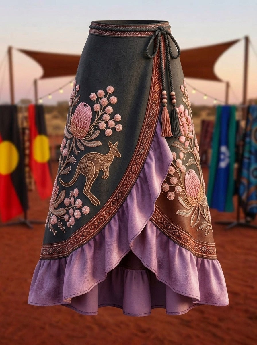 Women's Australia Naidoc Week Art Printed Irregular Skirt