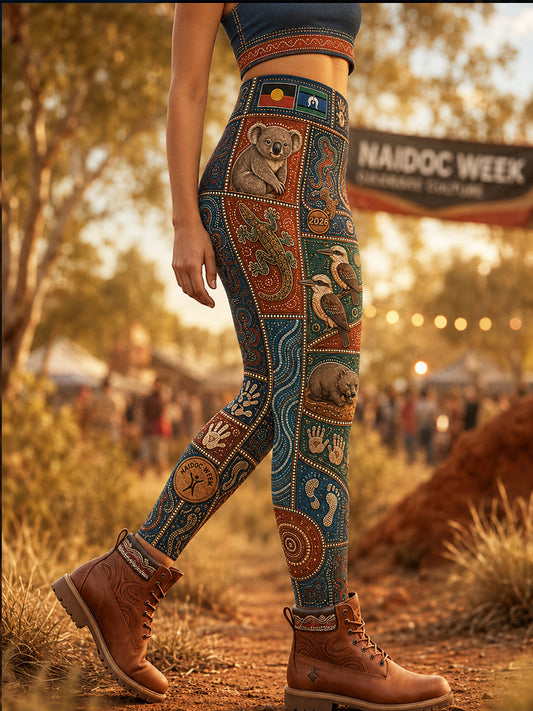 Women's Australia Naidoc Week Art High-Waisted Slim Fit Casual Leggings