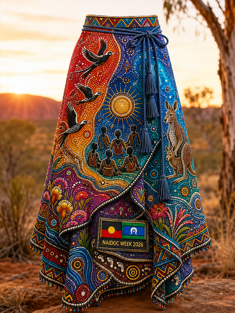 Women's Australia Naidoc Week Art Printed Irregular Skirt