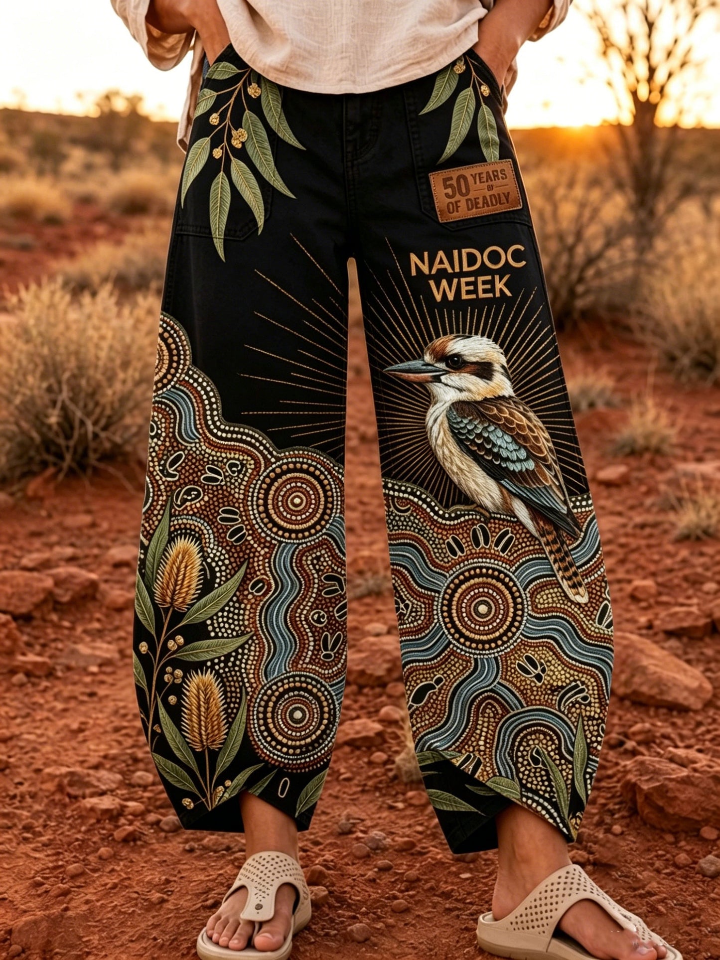Women's Naidoc Week Art Print Flared Trousers