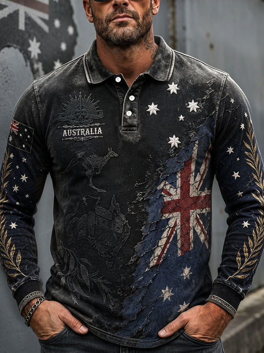 Men's Aussie Pride Australia Art Printed Casual Tops