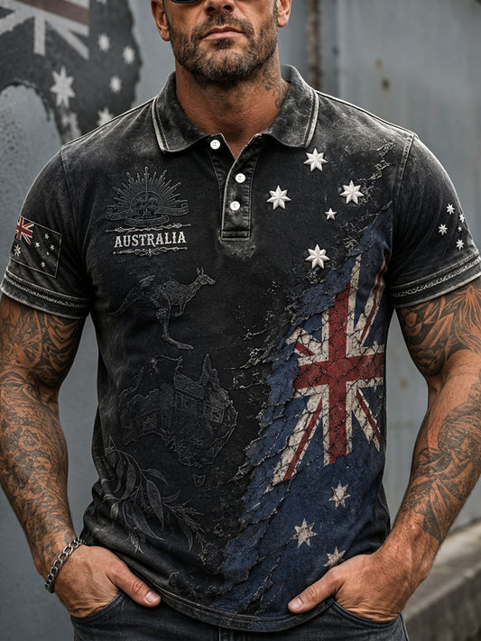 Men's Aussie Pride Australia Art Printed Casual Tops