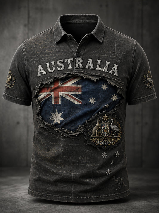 Men's Australia Flag Art Short Sleeve Shirt