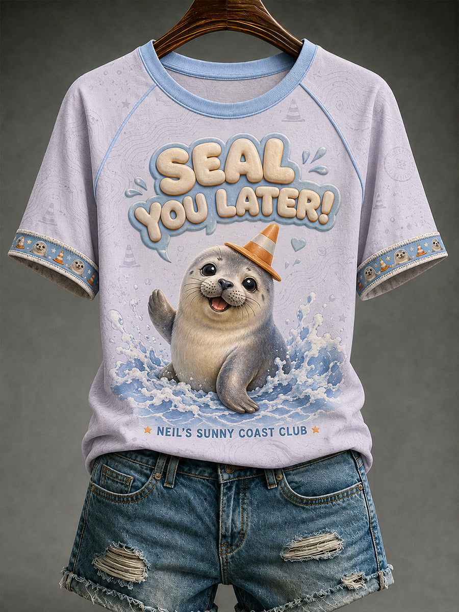 Women's Neil The Seal Round Neck Short Sleeve T-Shirt
