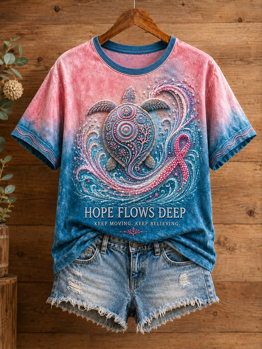 Women's Australia Pink Art Breast Cancer Awareness Printed T-shirt