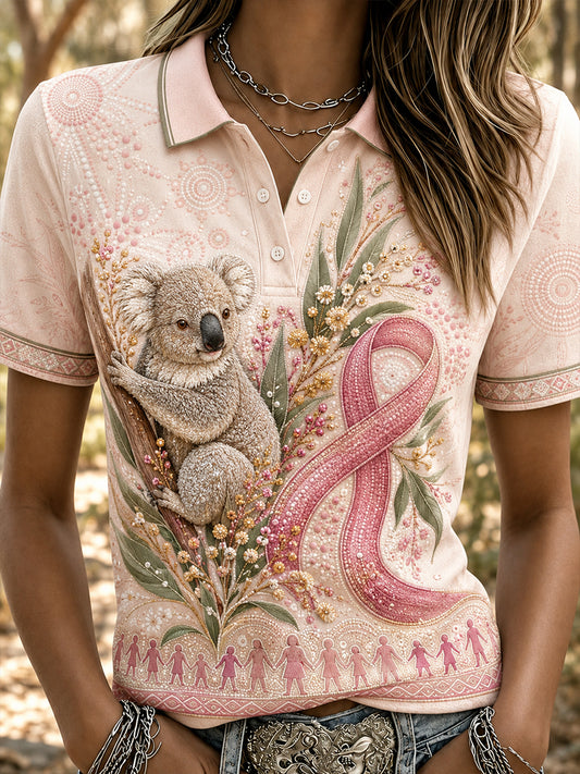 Women's Australia Breast Cancer Awareness Polo T-Shirt