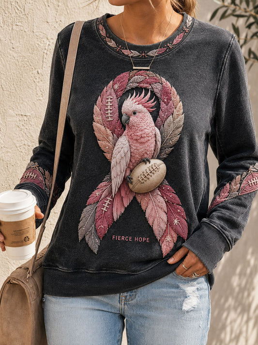 Women's Australia Breast Cancer Awareness Footy Art Printed Sweatshirt