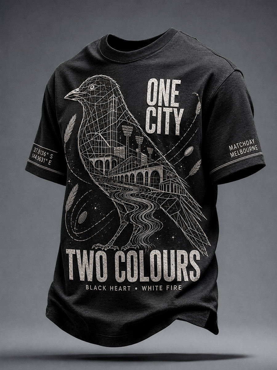 Men's AU Footy Lover Magpies Art Printed T-shirt