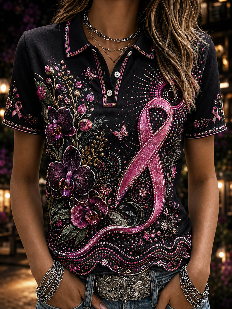 Women's Australia Breast Cancer Awareness Polo T-Shirt