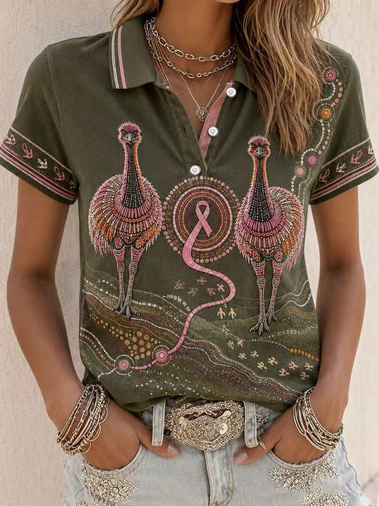 Women's Australia Breast Cancer Awareness Art Printed Casual Tops