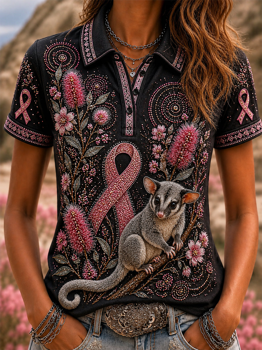 Women's Breast Cancer Awareness Australia Polo T-Shirt