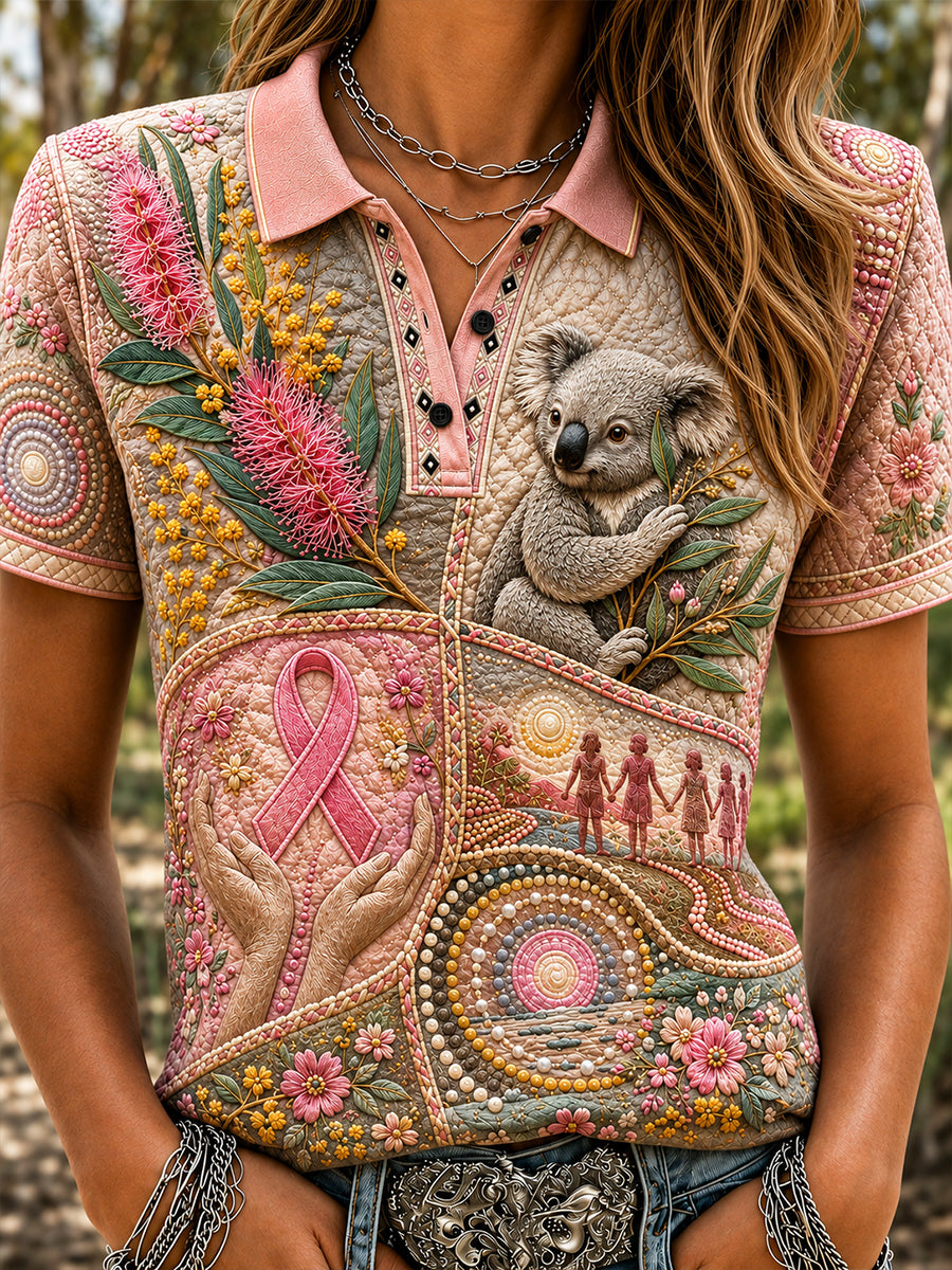 Women's Australia Breast Cancer Awareness Polo T-Shirt