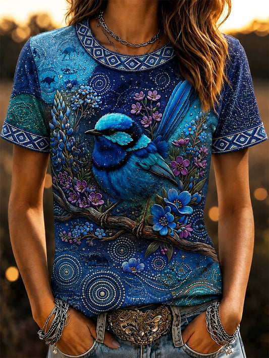 Women's AU Aboriginal Art Printed T-shirt