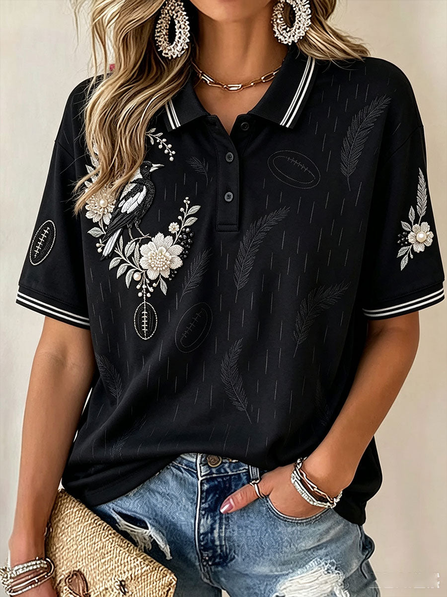 Women's Australia Magpies Footy Lover Art Printed Casual Tops