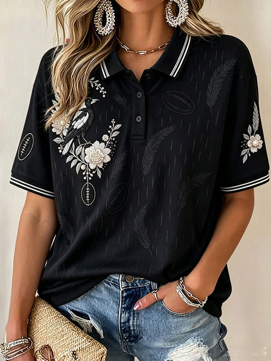 Women's Australia Magpies Footy Lover Art Printed Casual Tops