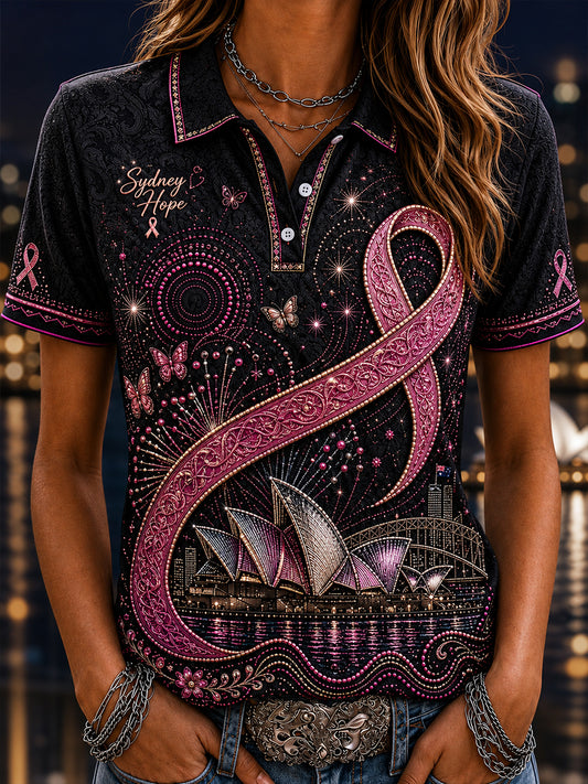 Women's Australia Breast Cancer Awareness Polo T-Shirt