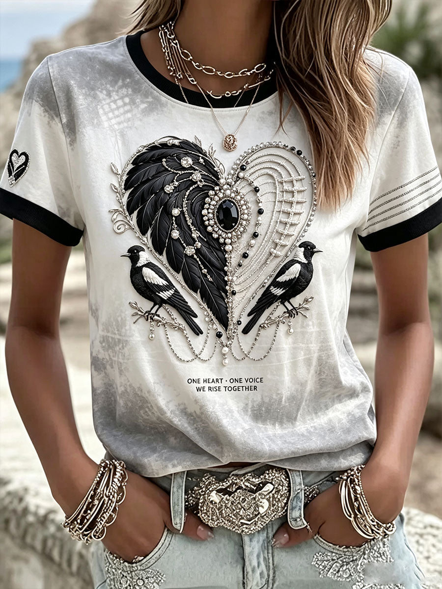 Women's Australia Magpies Footy Lover Art Printed T-shirt