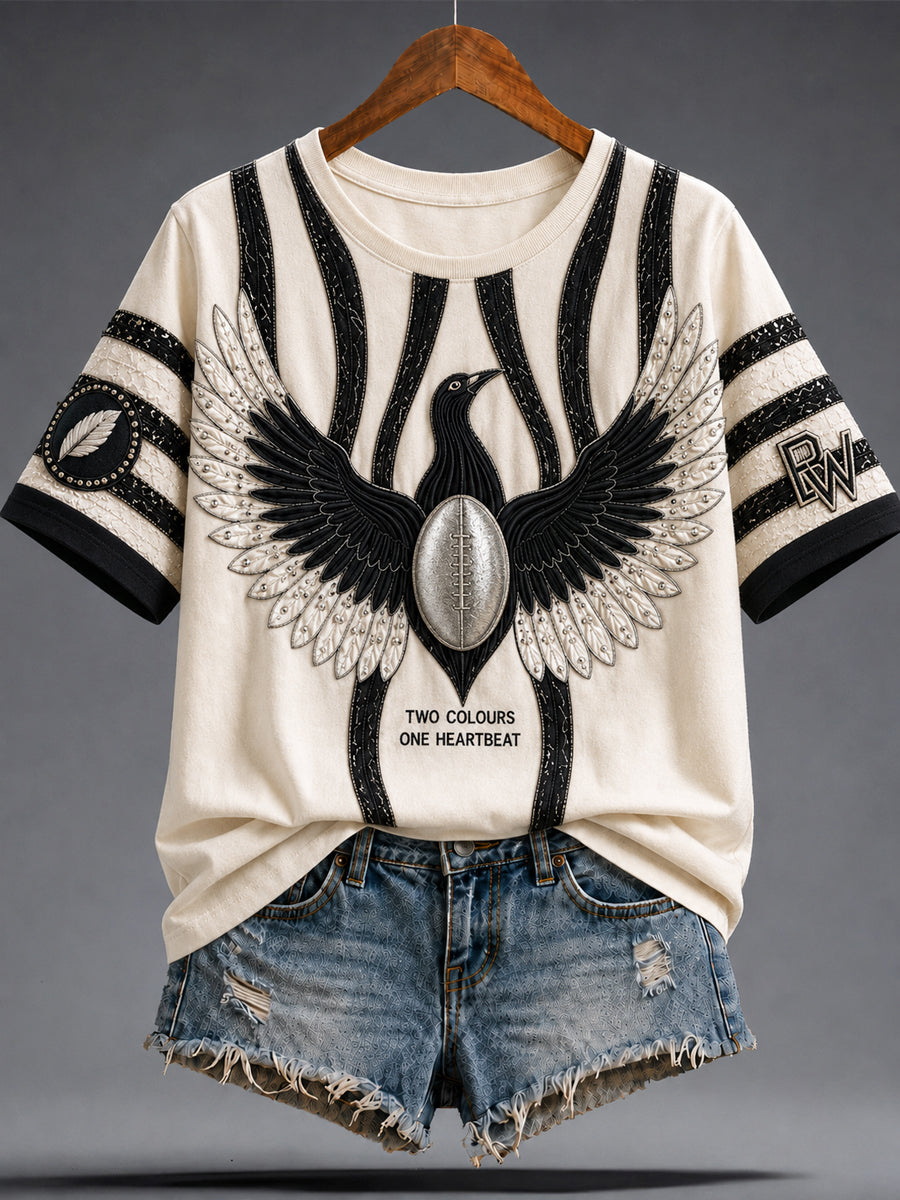 Women's Australia Magpies Footy Lover Art Printed T-shirt
