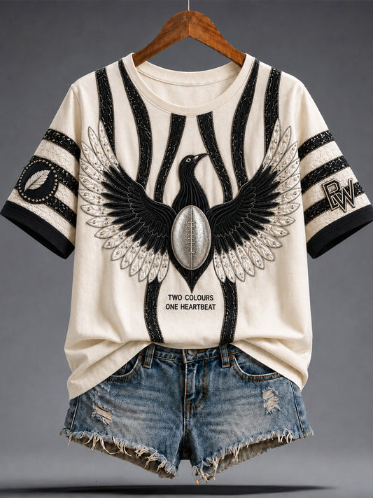Women's Australia Magpies Footy Lover Art Printed T-shirt