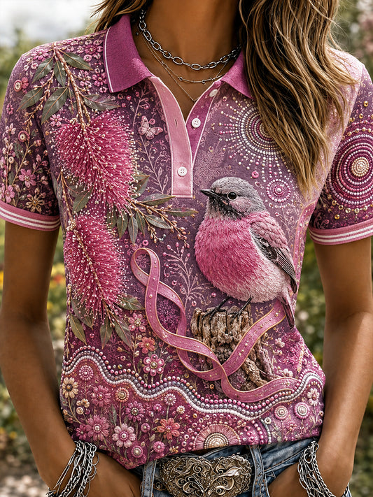 Women's Australia Breast Cancer Awareness Polo T-Shirt