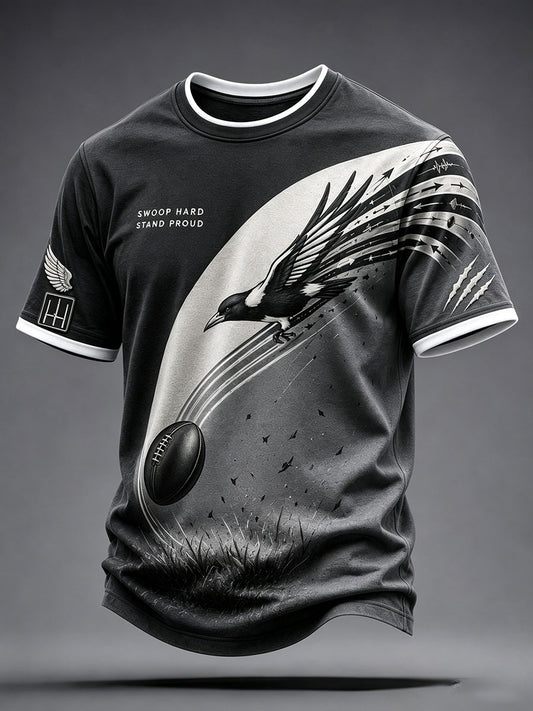 Men's Australia Magpies Footy Lover Art Printed T-shirt