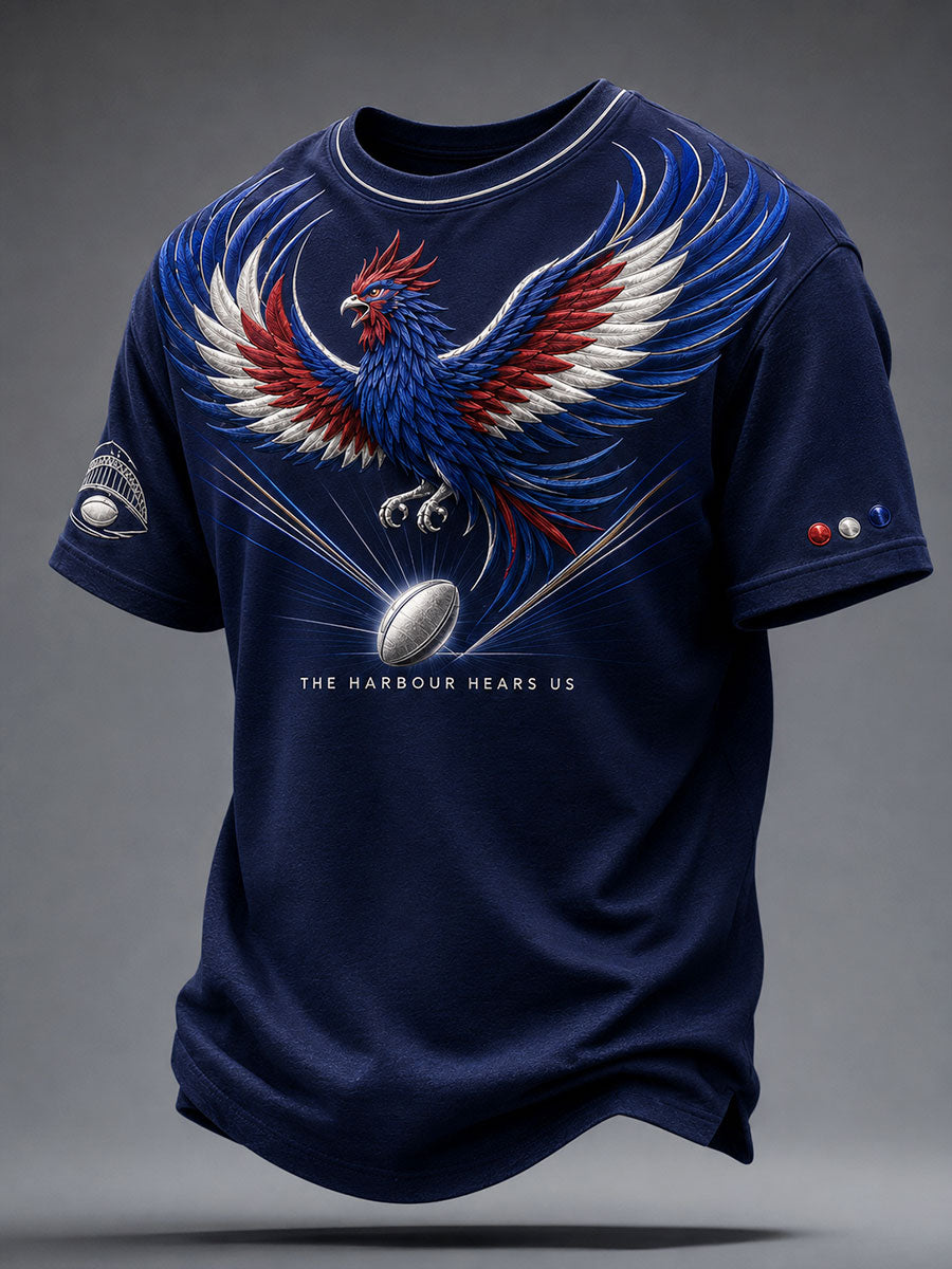 Men's Australia Rugby Lover Rooster Art Printed T-shirt
