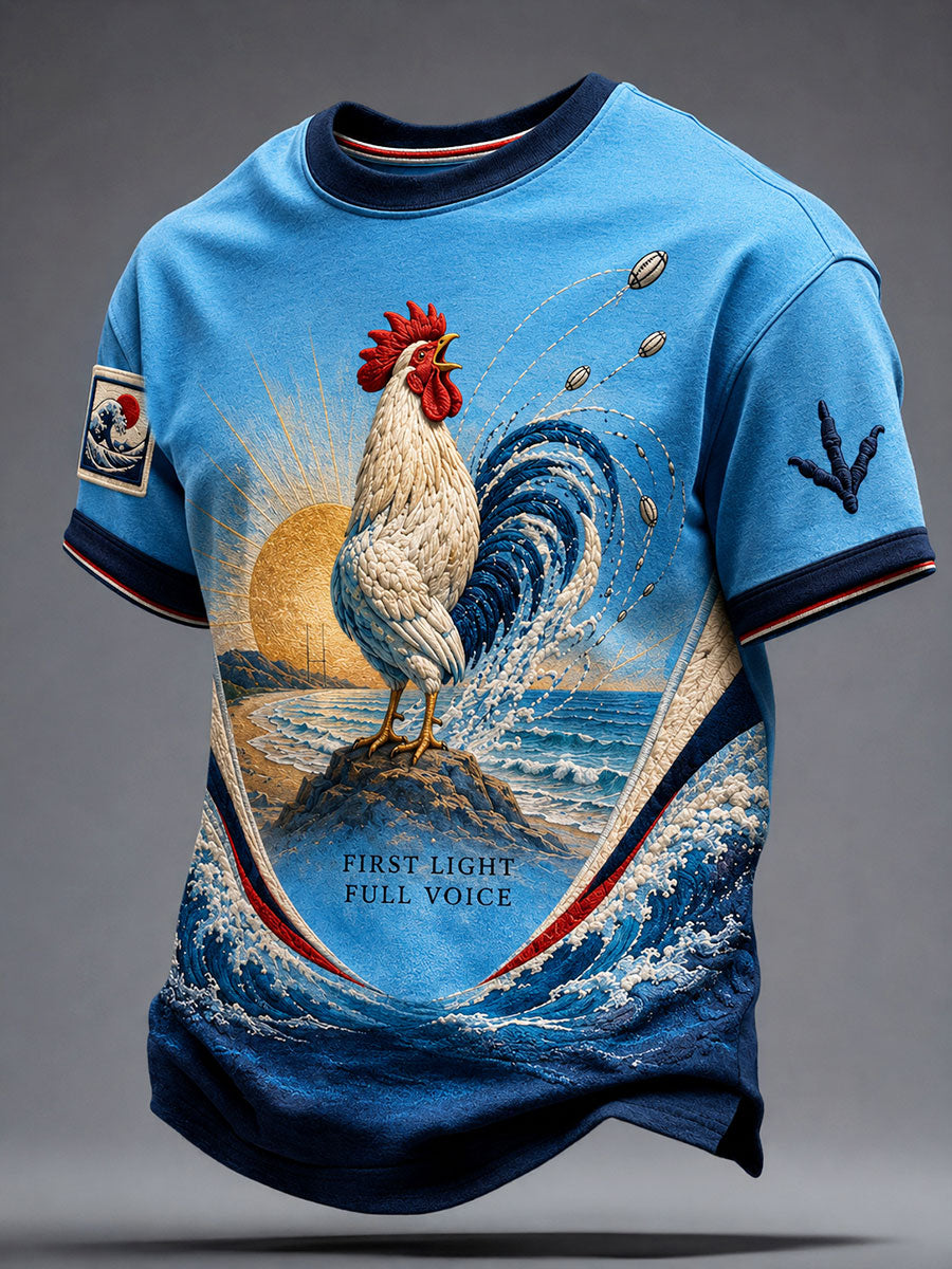 Men's Australia Rugby Lover Rooster Art Printed T-shirt
