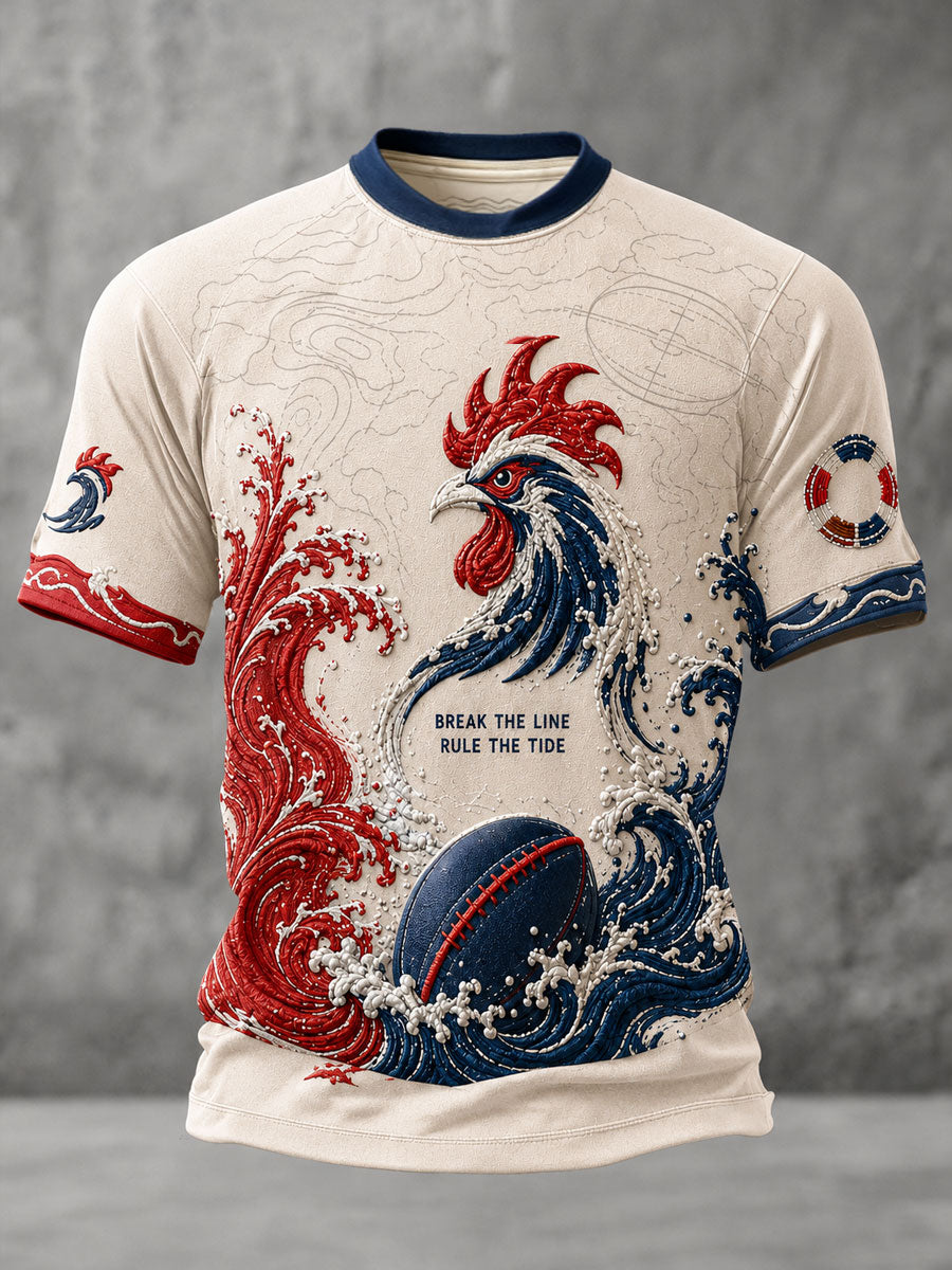 Men's Australia Rugby Lover Rooster Art Printed T-shirt