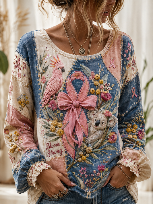 Women's Australian Breast Cancer Cotton-Linen Shirt