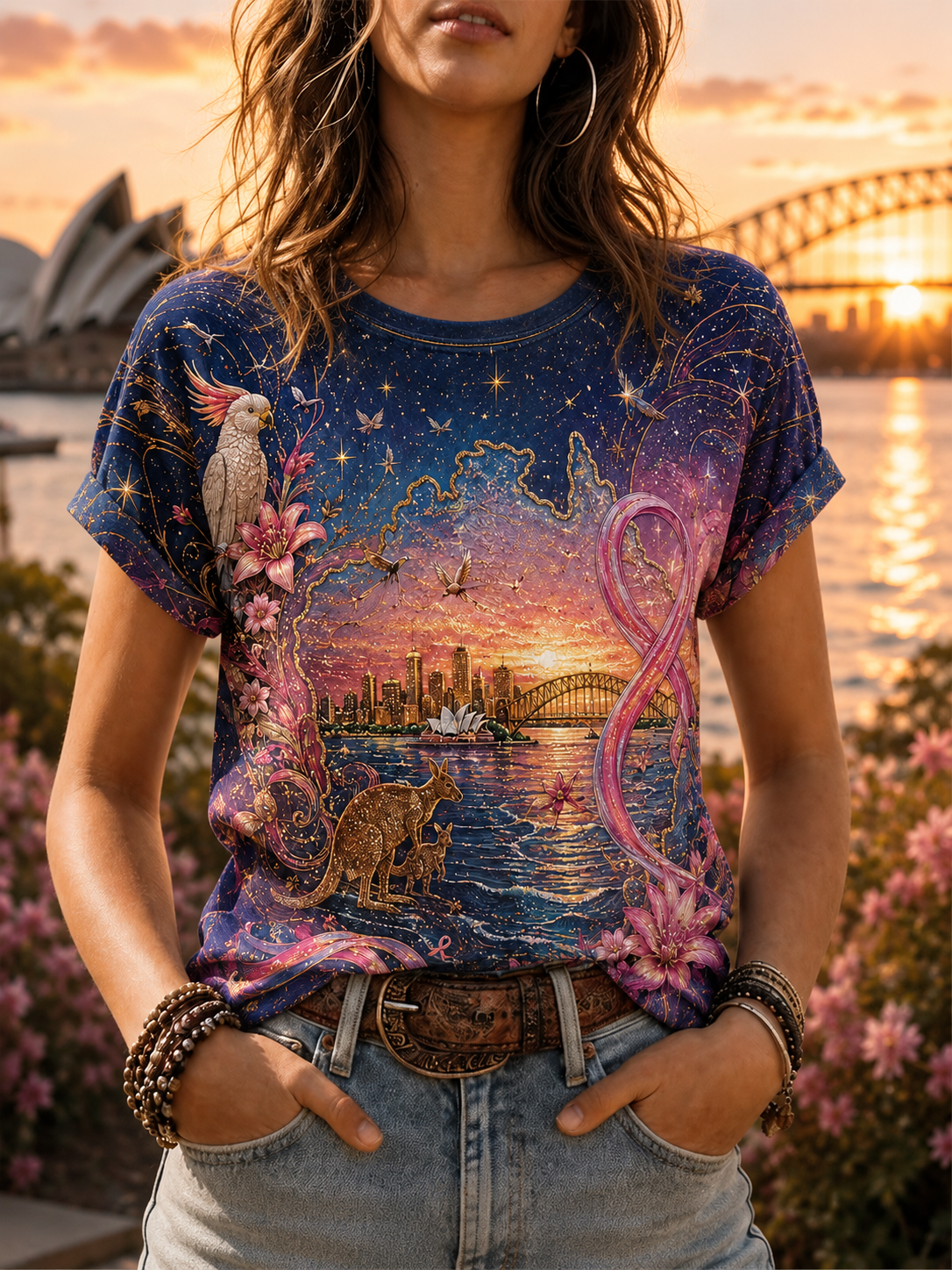 Women's Australian Breast Cancer Short-Sleeved T-Shirt
