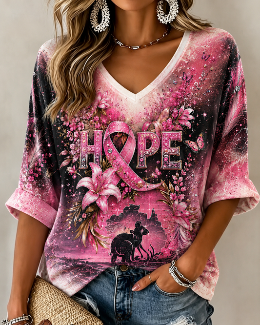 Women's Australian Breast Cancer Linen Short-Sleeved T-Shirt