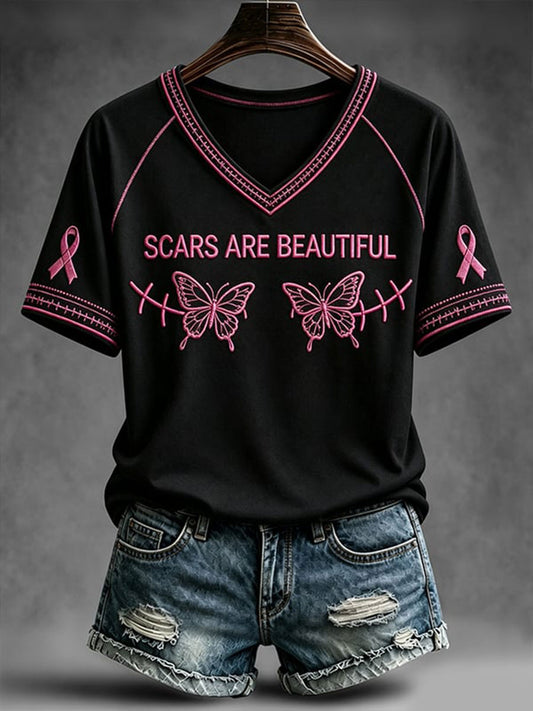 Women's Scars Are Beautful V-neck T-shirt