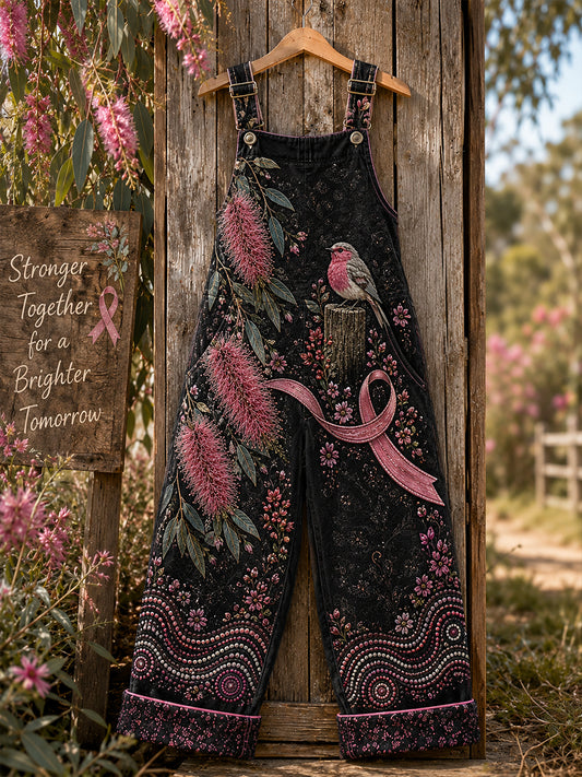 Women's Breast Cancer Awareness Australia Art Print Casual Overalls