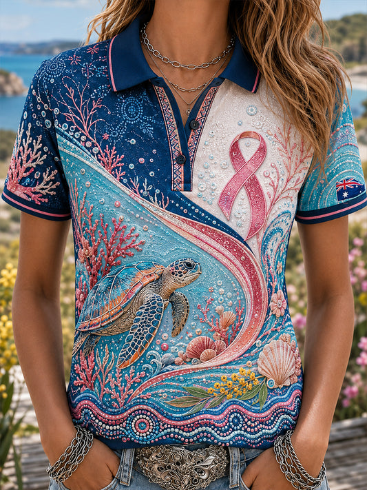Women's Breast Cancer Awareness Australia Polo T-Shirt