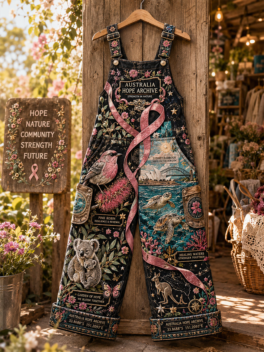 Women's Breast Cancer Awareness Australia Art Print Casual Overalls