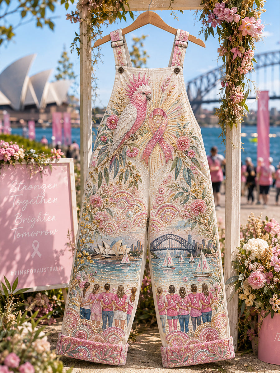 Women's Breast Cancer Awareness Australia Art Print Casual Overalls