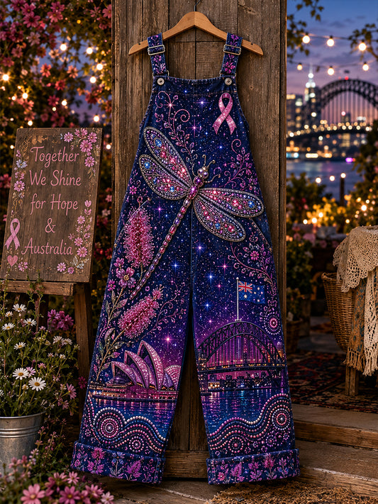 Women's Breast Cancer Awareness Australia Art Print Casual Overalls