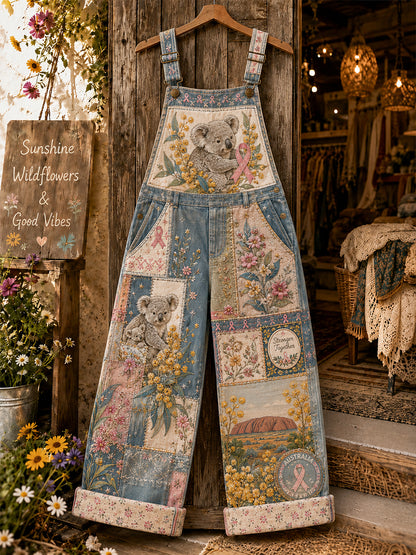 Women's Breast Cancer Awareness Australia Art Print Casual Overalls