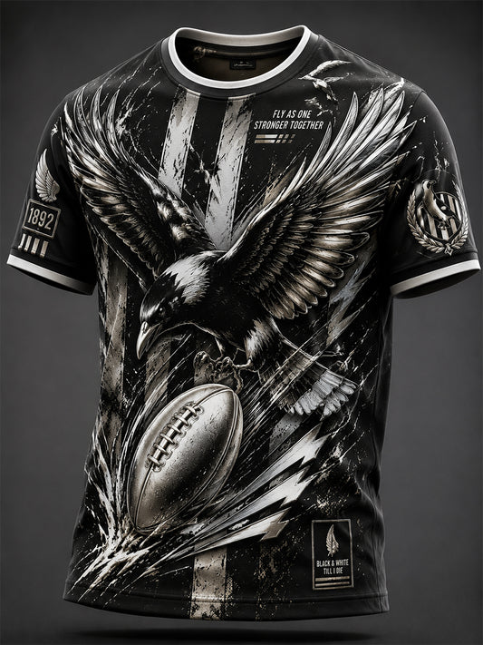 Men's Australia Magpies Footy Lover Art Printed T-shirt