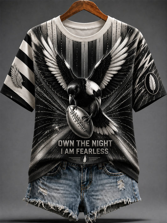 Women's Australia Magpies Footy Lover Art Printed T-shirt