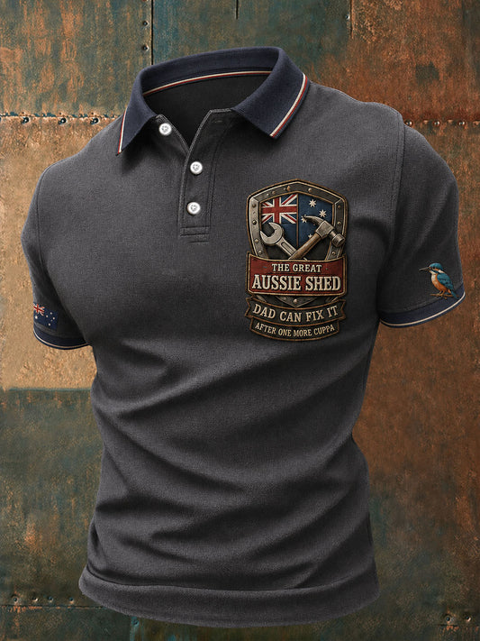 Men's Australia Father's Day Art Printed Casual Tops