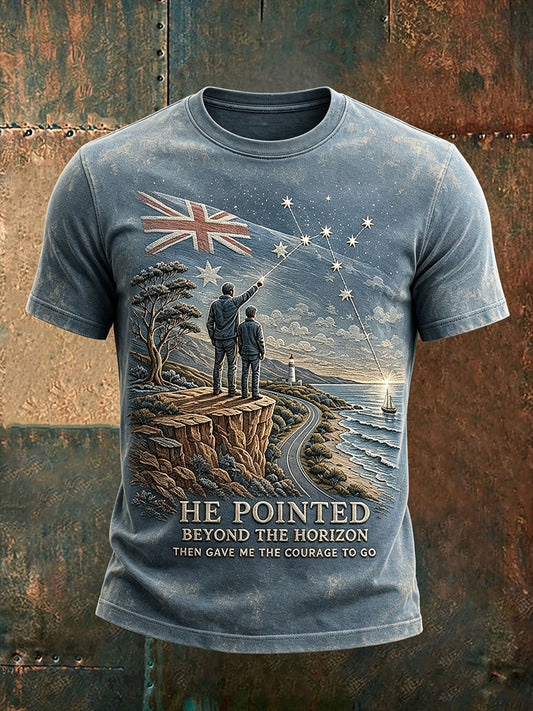 Men's Australia Father's Day Art Printed T-shirt