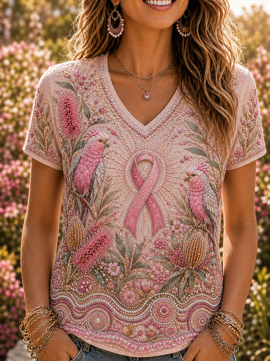 Women's Australia Breast Cancer Awareness V-Neck T-Shirt