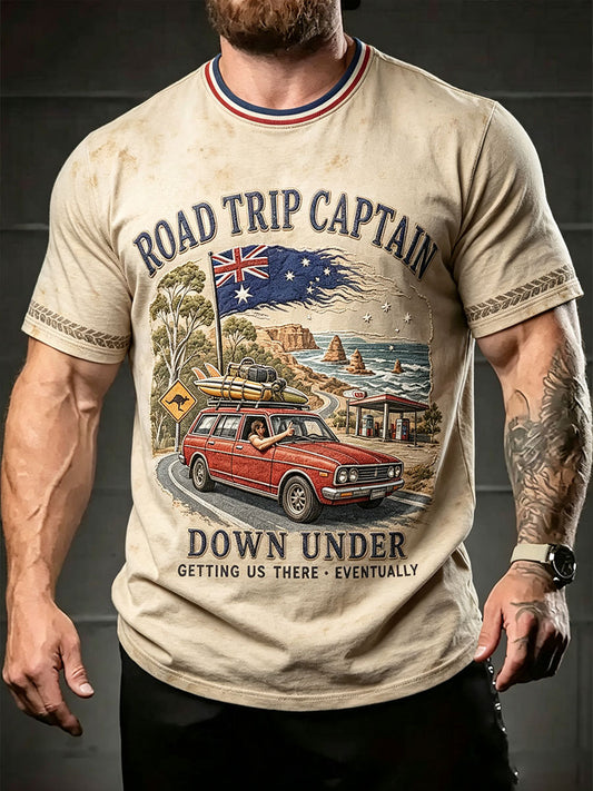 Men's Australia Father's Day Art Printed T-shirt