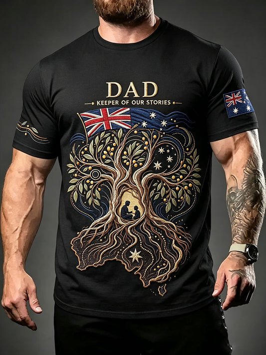 Men's Australia Father's Day Art Printed T-shirt