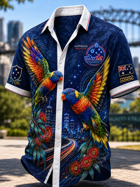 Men's Australian Animals Casual Shirt Short Sleeve