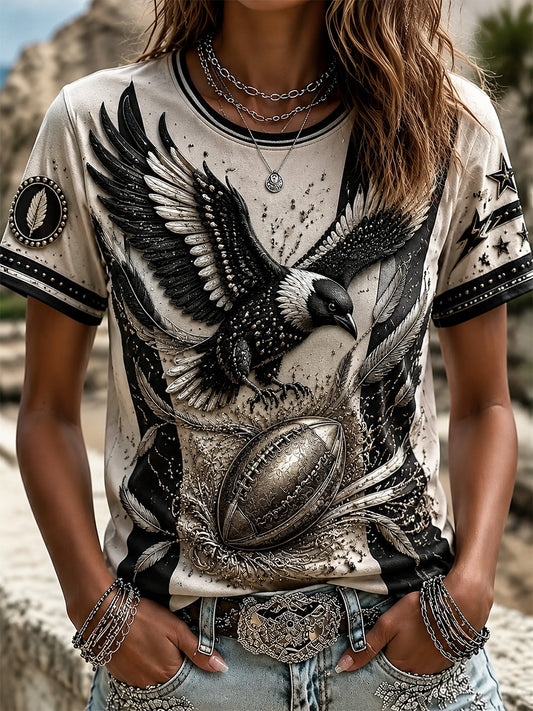 Women's Australia Magpies Footy Lover Art Printed T-shirt