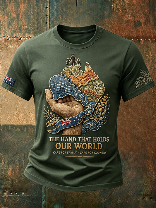 Men's Australia Father's Day Art Printed T-shirt